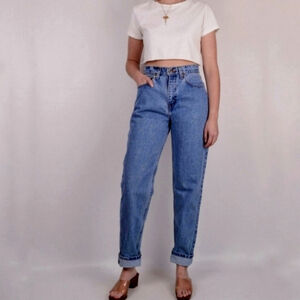 90s Vintage Riders by Lee High Rise Waisted Medium ash Tapered Leg Mom Jeans 6